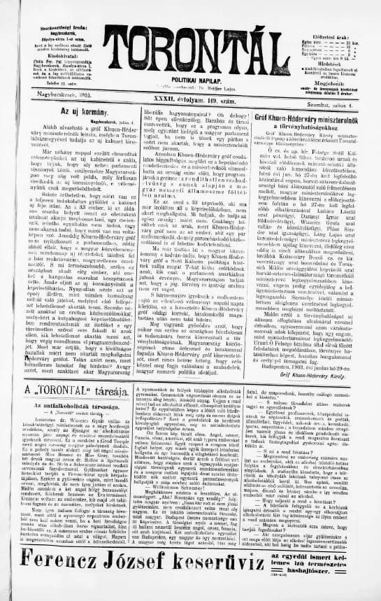 Torontál, 32. évf. 1903. július 4. 149. sz.