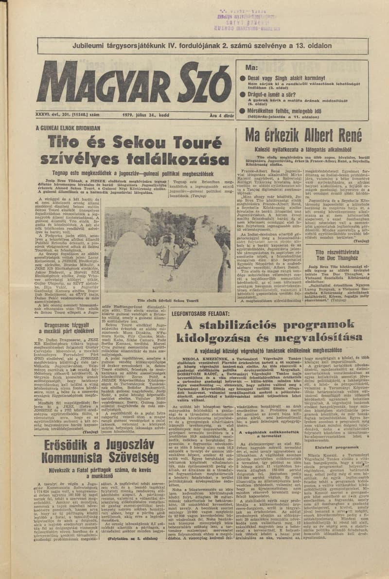 Magyar Szó, 36. évf. 1979. július 24. 201. sz. 1–16. oldal