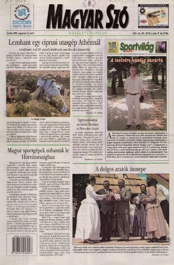 Magyar Szó, 62. évf. 2005. augusztus 15. 190. sz. 1–12. oldal