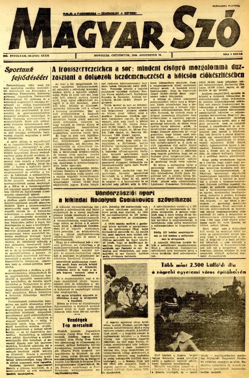 Magyar Szó, 7. évf. 1950. augusztus 10. 188. sz. 1–4. oldal