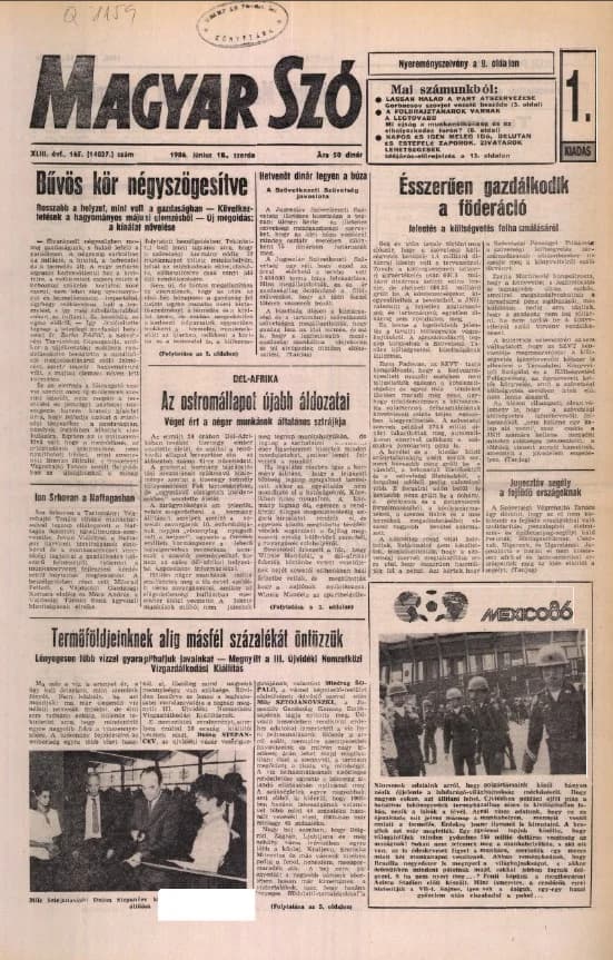 Magyar Szó, 43. évf. 1986. június 18. 165. sz. 1–16. oldal