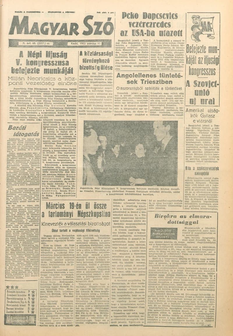 Magyar Szó, 10. évf. 1953. március 10. 68. sz. 1–10. oldal