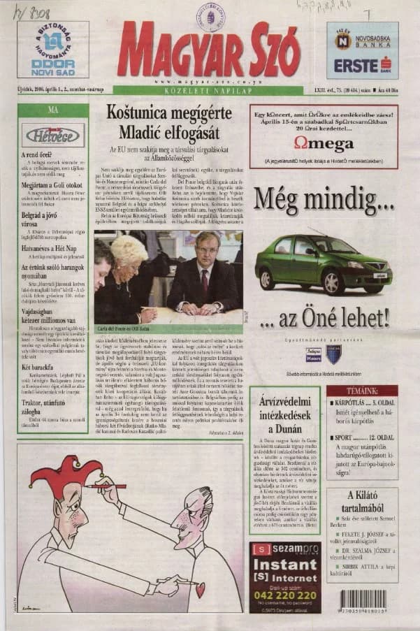 Magyar Szó, 63. évf. 2006. április 1. – 2. 75. sz. 1–28. oldal