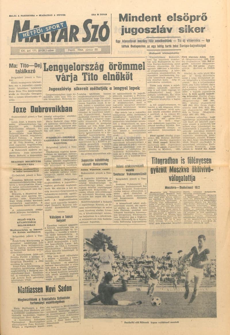 Magyar Szó, 21. évf. 1964. június 22. 171. sz. 1–16. oldal