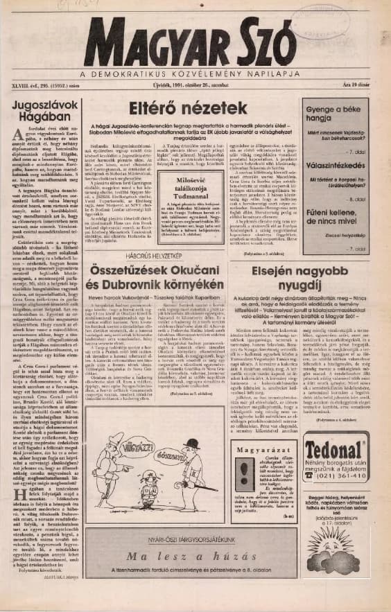 Magyar Szó, 48. évf. 1991. október 26. 295. sz. 1–20. oldal