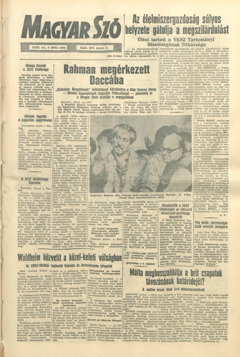Magyar Szó, 29. évf. 1972. január 11. 9. sz. 1–16. oldal