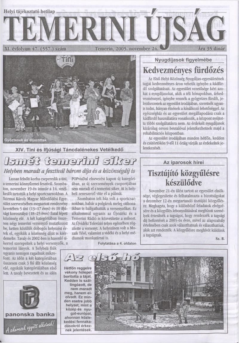 Temerini Újság, 11. évf. 2005. november 24. 47. sz.