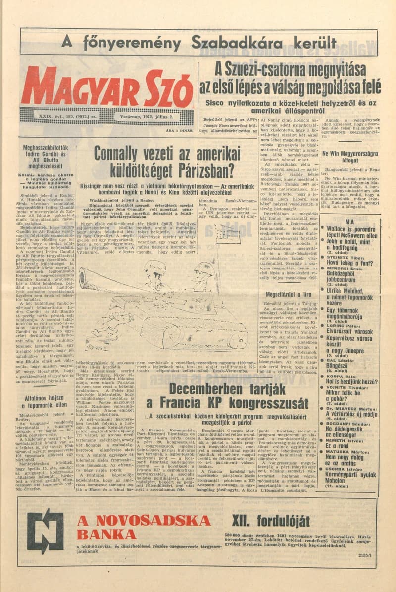Magyar Szó, 29. évf. 1972. július 2. 180. sz. 1–32. oldal