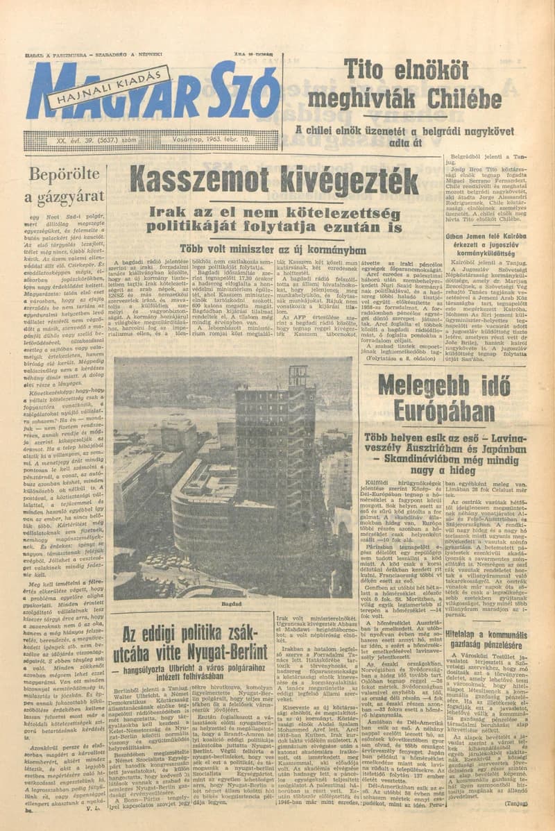 Magyar Szó, 20. évf. 1963. február 10. 39. sz. 1–24. oldal
