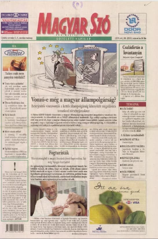 Magyar Szó, 66. évf. 2009. november 7. – 8. 261. sz. 1–44. oldal