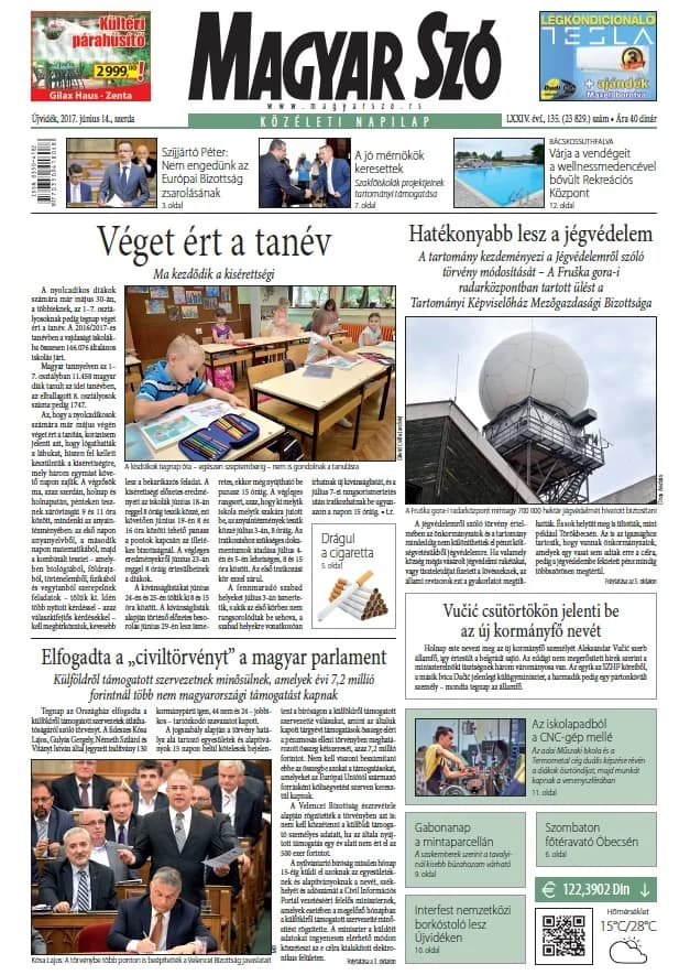 Magyar Szó, 74. évf. 2017. június 14. 135. sz.