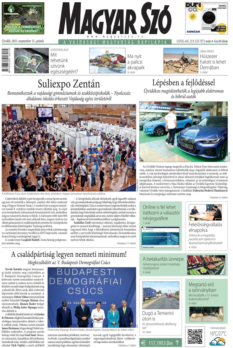 Magyar Szó, 80. évf. 2023. szeptember 15. 213. sz. 1–16. oldal