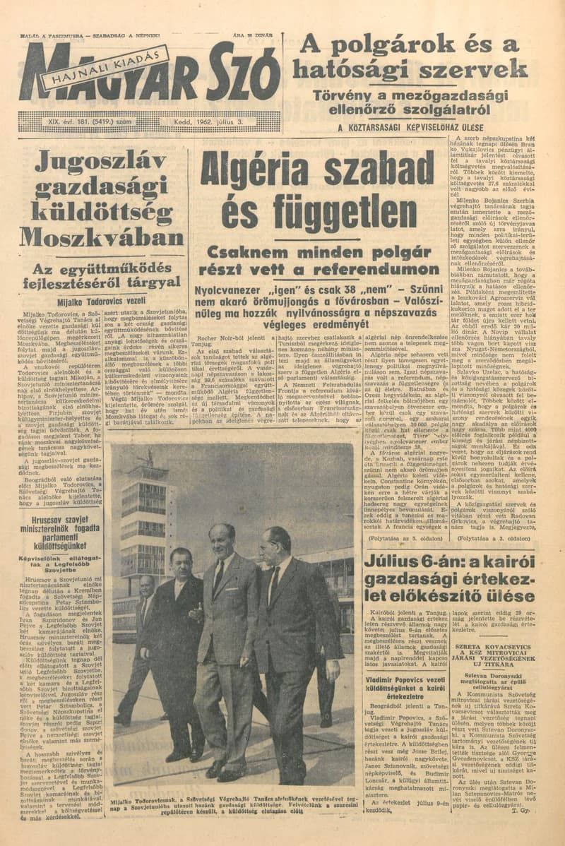 Magyar Szó, 19. évf. 1962. július 3. 181. sz. 1–24. oldal