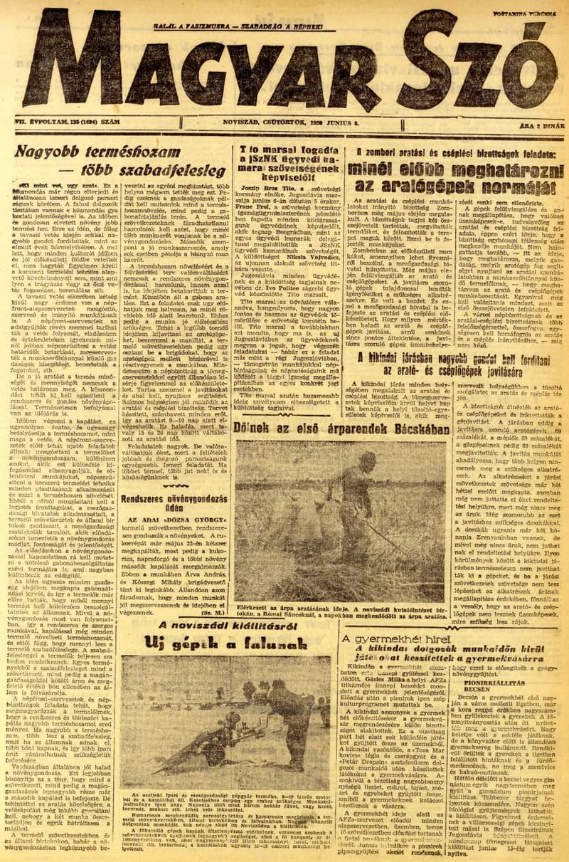 Magyar Szó, 7. évf. 1950. június 8. 135. sz.