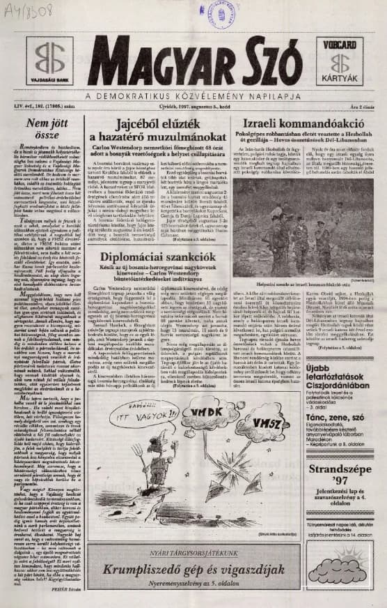 Magyar Szó, 54. évf. 1997. augusztus 5. 182. sz. 1–16. oldal