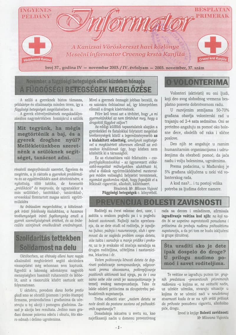 Informator, 4. évf. 2003. november 1. 37. sz.