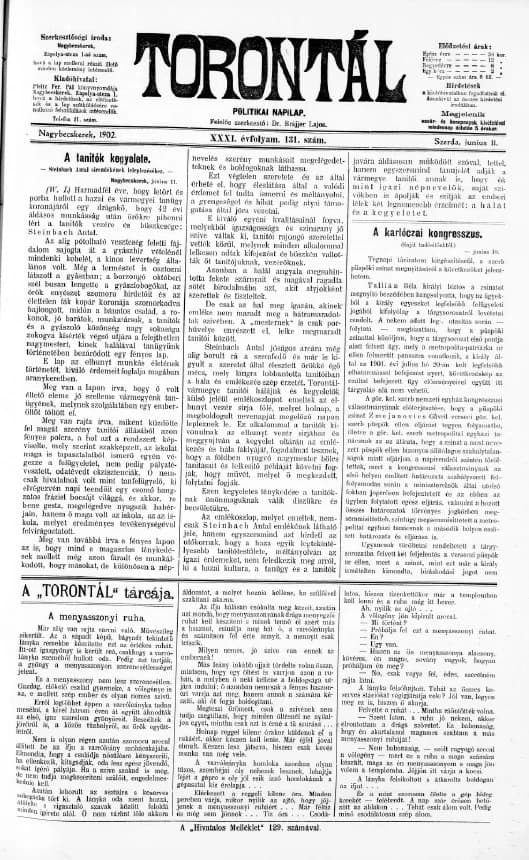 Torontál, 31. évf. 1902. június 11. 131. sz.