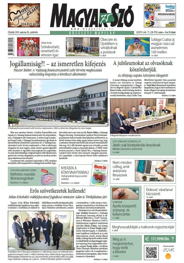 Magyar Szó, 76. évf. 2019. március 28. 71. sz. 1–20. oldal