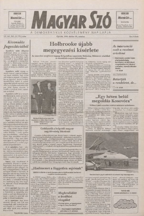 Magyar Szó, 55. évf. 1998. október 10. 242. sz. 1–16. oldal