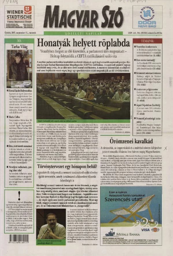 Magyar Szó, 64. évf. 2007. szeptember 13. 214. sz. 1–20. oldal