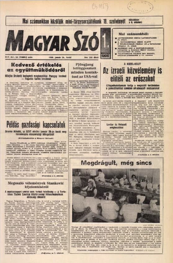 Magyar Szó, 45. évf. 1988. január 26. 24. sz. 1–20. oldal