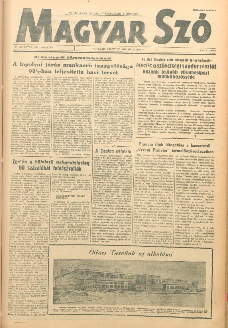 Magyar Szó, 6. évf. 1949. augusztus 21. 198. sz. 1–4. oldal