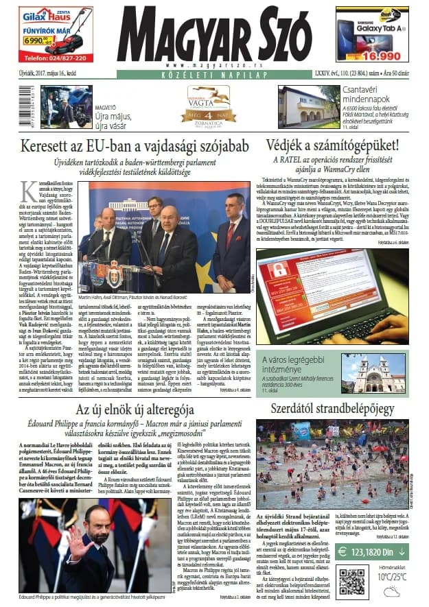 Magyar Szó, 74. évf. 2017. május 16. 110. sz. 1–20. oldal