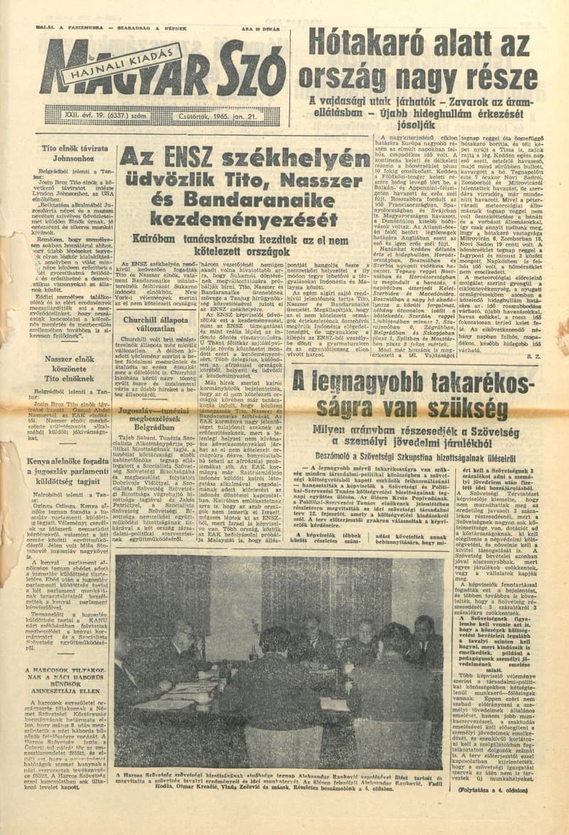Magyar Szó, 22. évf. 1965. január 21. 19. sz. 1–16. oldal