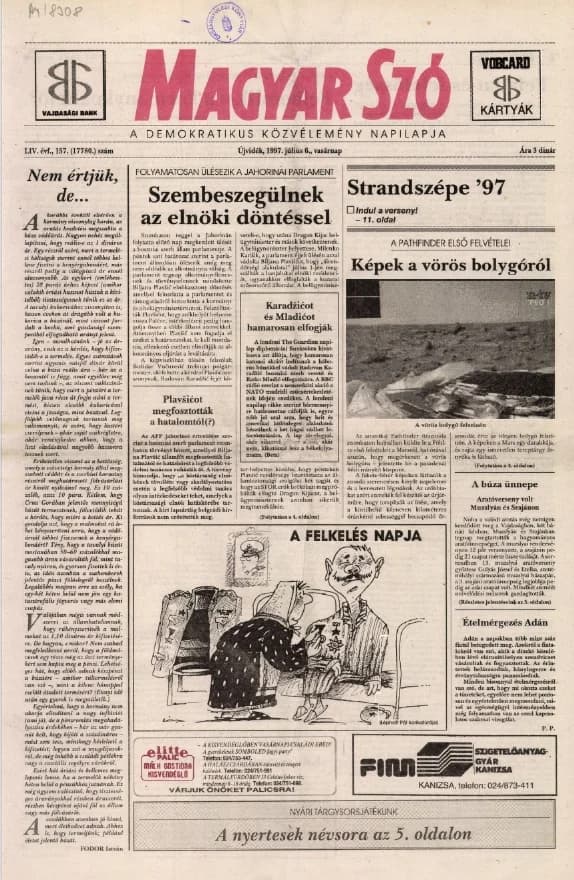 Magyar Szó, 54. évf. 1997. július 6. 157. sz. 1–24. oldal