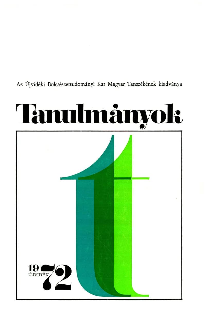 Tanulmányok, 4. évf. 1972. 5. sz. 1–256. oldal