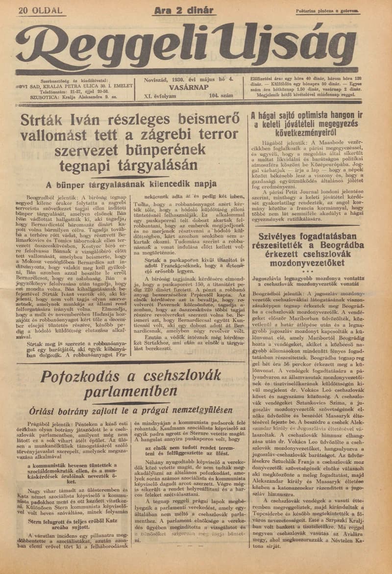 Reggeli Újság, 11. évf. 1930. május 4. 104. sz.