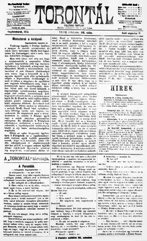 Torontál, 27. évf. 1898. augusztus 16. 185. sz.