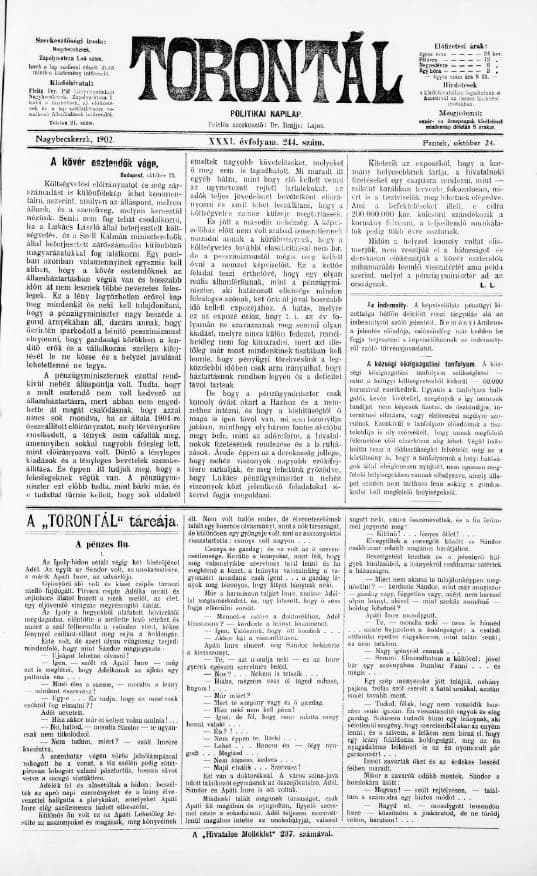 Torontál, 31. évf. 1902. október 24. 244. sz.