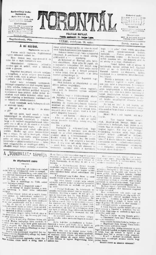 Torontál, 33. évf. 1904. március 30. 73. sz.