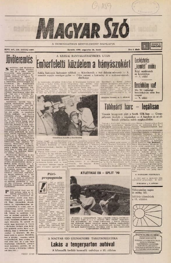 Magyar Szó, 47. évf. 1990. augusztus 28. 236. sz. 1–20. oldal