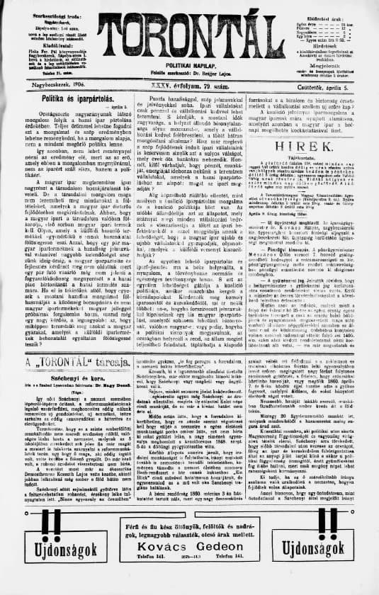 Torontál, 35. évf. 1906. április 5. 79. sz.