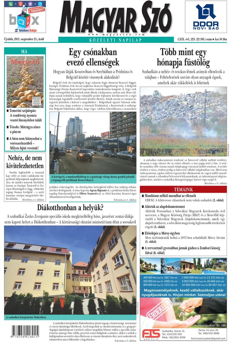 Magyar Szó, 69. évf. 2012. szeptember 25. 223. sz. 1–20. oldal