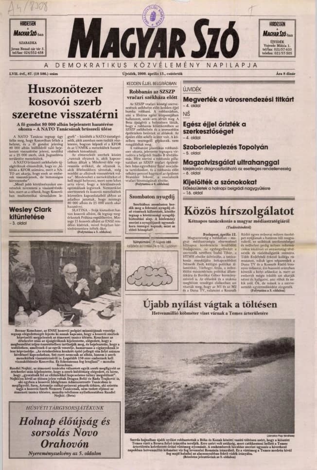 Magyar Szó, 57. évf. 2000. április 13. 87. sz. 1–16. oldal