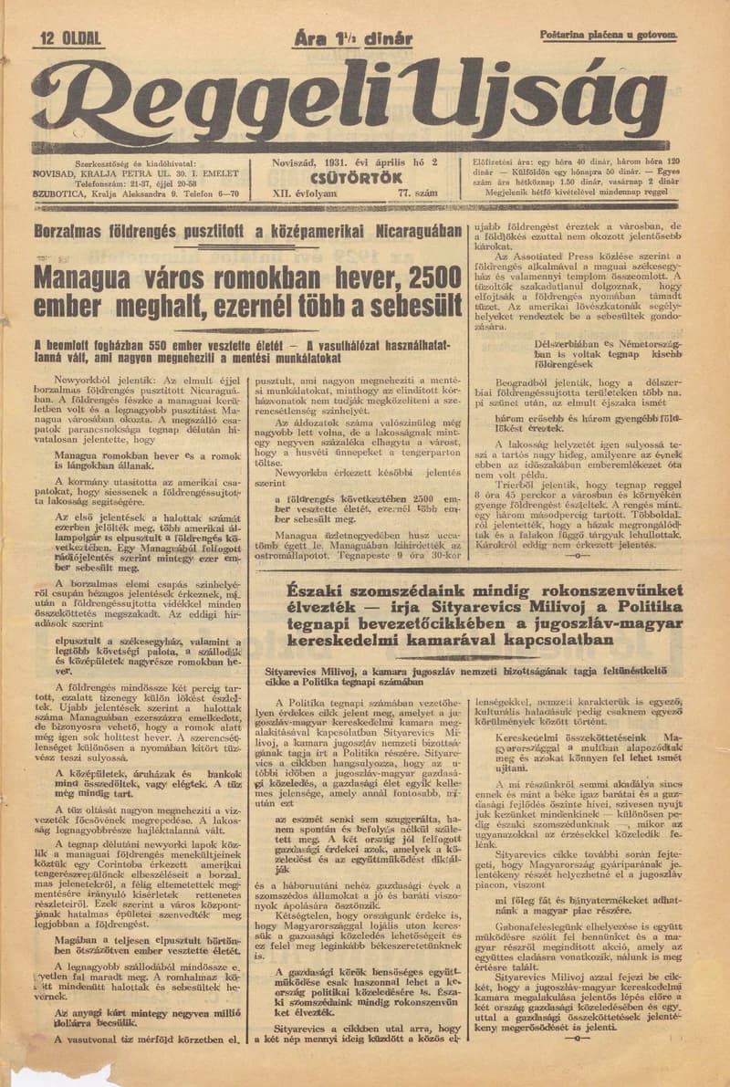 Reggeli Újság, 12. évf. 1931. április 2. 77. sz.
