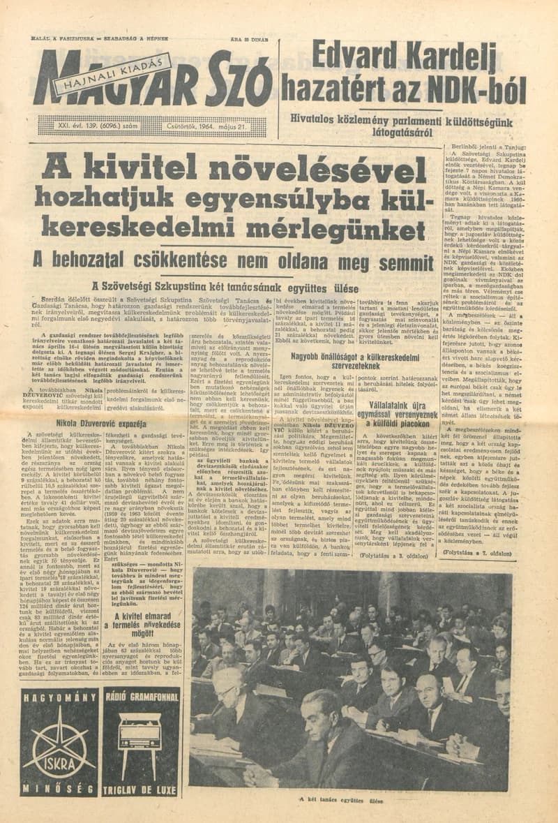 Magyar Szó, 21. évf. 1964. május 21. 139. sz.