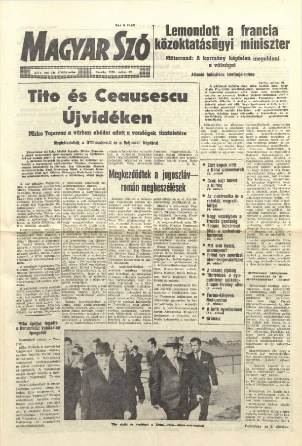Magyar Szó, 25. évf. 1968. május 29. 146. sz. 1–16. oldal