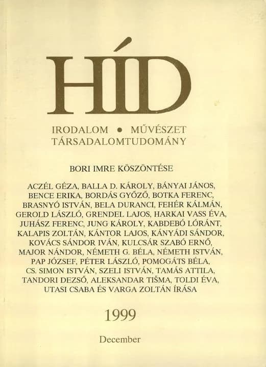 Híd, 63. évf. 1999. december. 12. sz. 841–1036. oldal