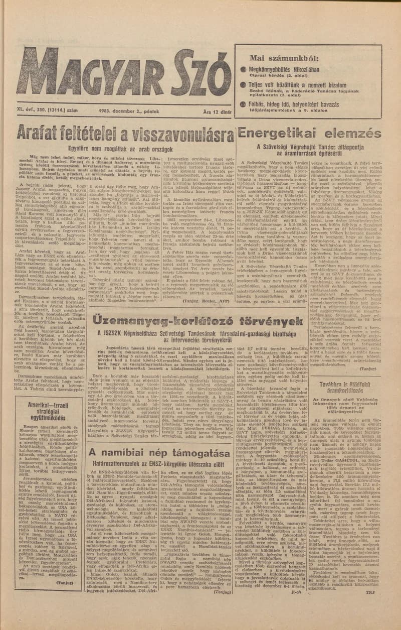 Magyar Szó, 40. évf. 1983. december 2. 330. sz.