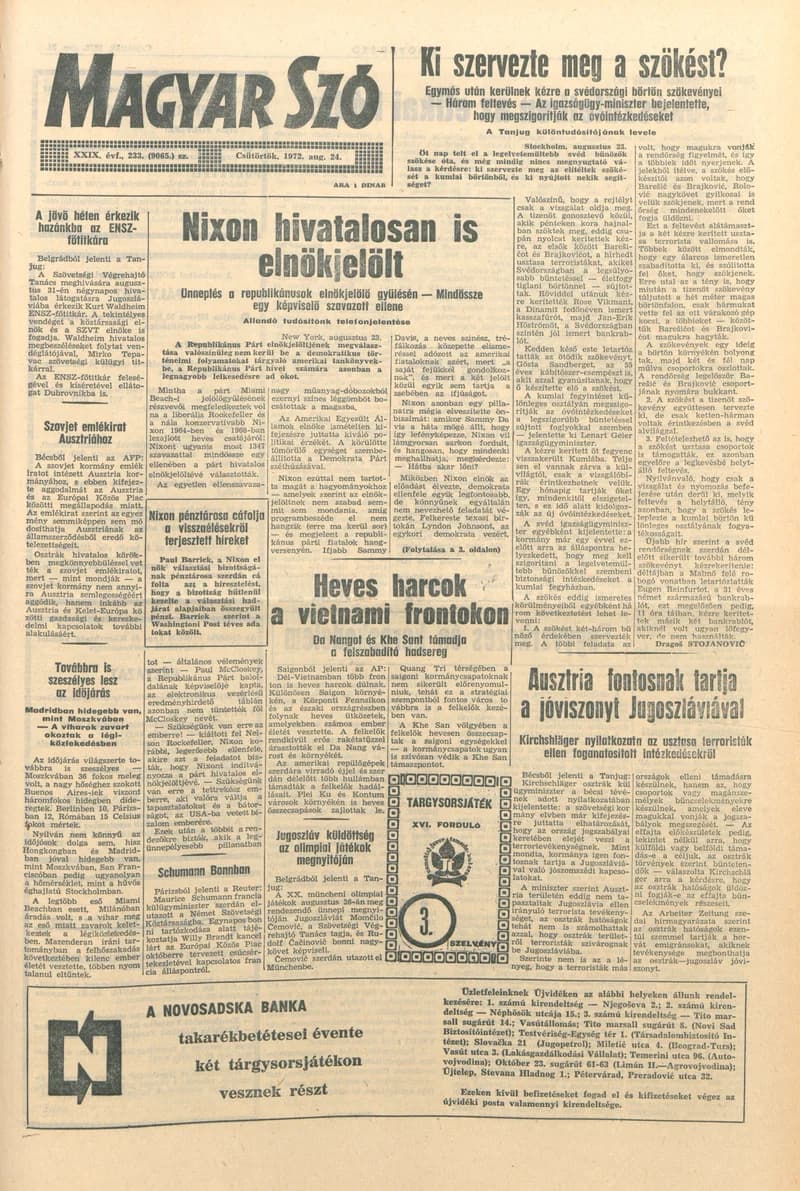 Magyar Szó, 29. évf. 1972. augusztus 24. 233. sz. 1–12. oldal