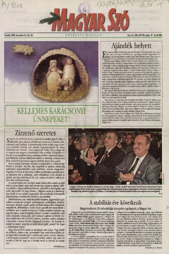 Magyar Szó, 60. évf. 2003. december 24. – 26. 304. sz. 1–32. oldal