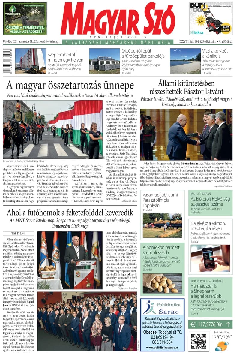Magyar Szó, 78. évf. 2021. augusztus 21. – 22. 194. sz. 1–32. oldal