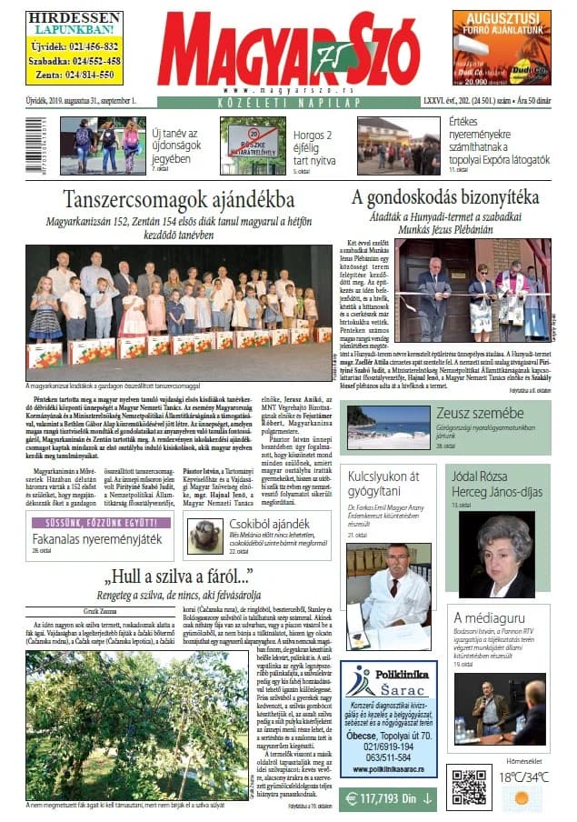 Magyar Szó, 76. évf. 2019. augusztus 31. – szeptember 1. 202. sz. 1–42. oldal