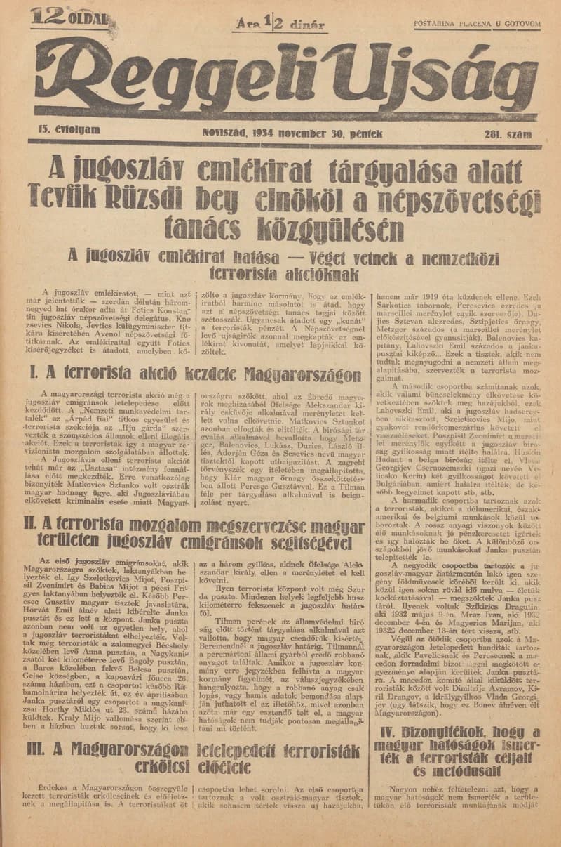 Reggeli Újság, 15. évf. 1934. november 30. 281. sz.