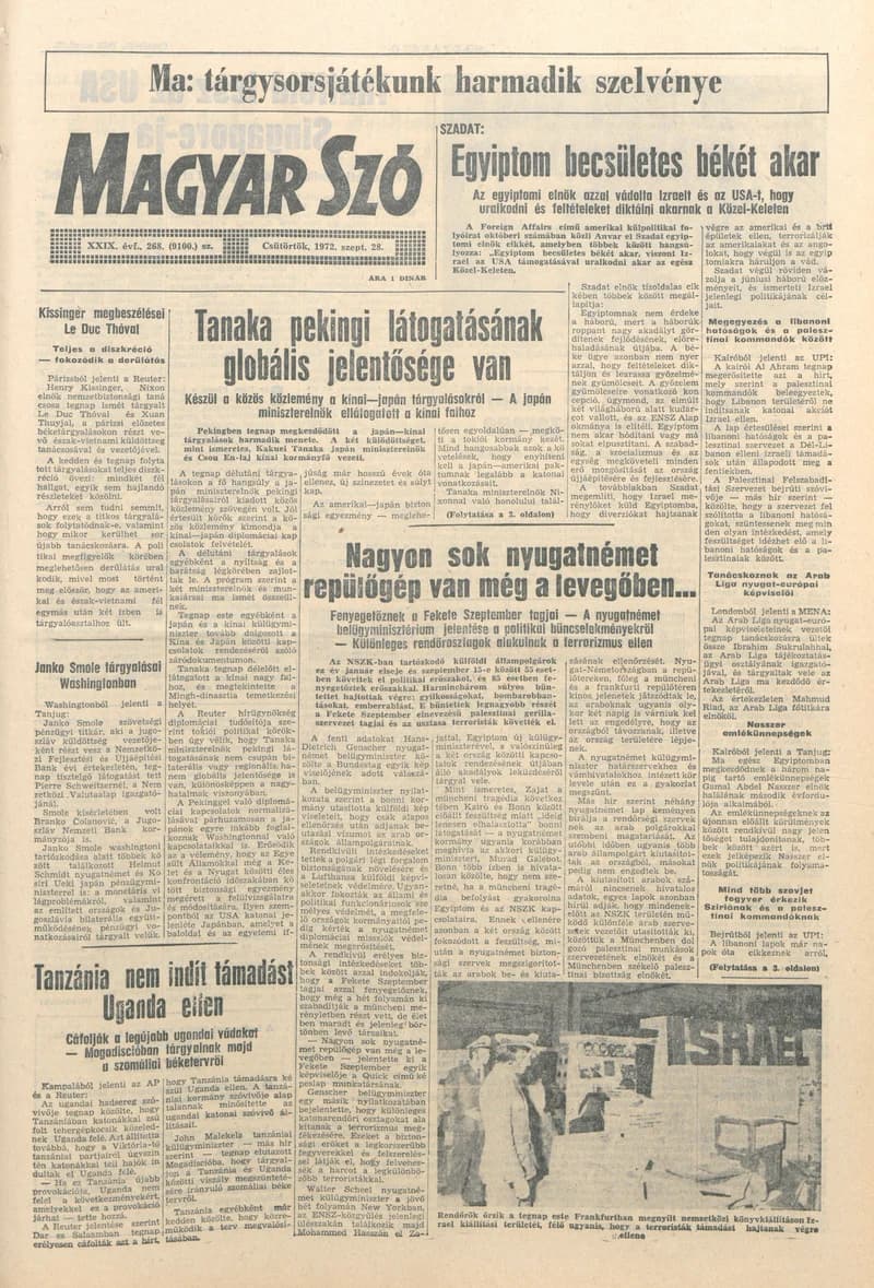 Magyar Szó, 29. évf. 1972. szeptember 28. 268. sz. 1–16. oldal