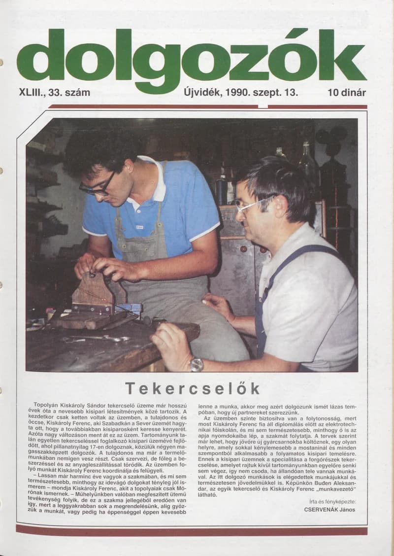 Dolgozók, 44. évf. 1990. szeptember 13. 33. sz.